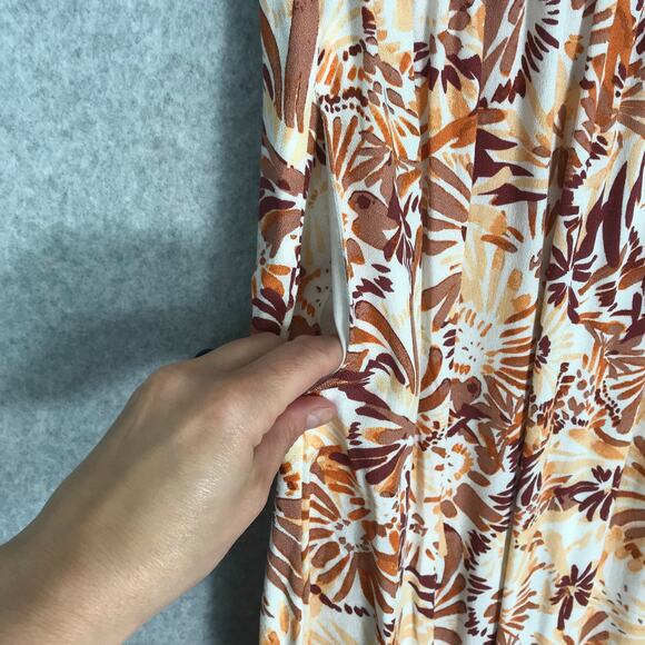 Joie Dress Medium Brown Floral Halter‎ Maxi Pleated Slit Neutral Sundress Resort - Picture 8 of 13